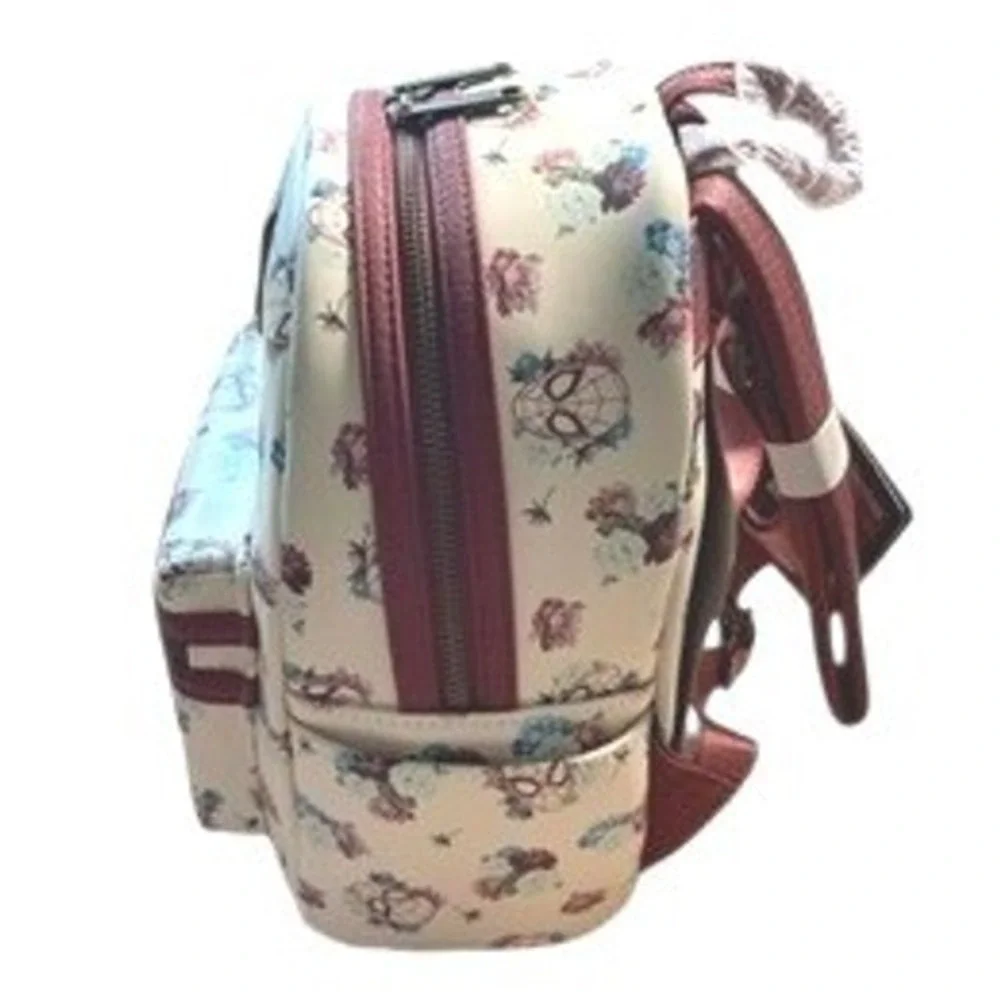 Loungefly Marvel Spider-Man Floral Mini Backpack Cream Burgundy Faux Leather NEW